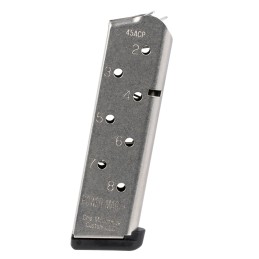 CMC Products 12131 Power Mag Plus 8rd 45 ACP Fits 1911 Government Stainless Steel w Black Base Pad