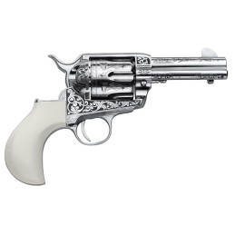 Cimarron PP346HUCKENG Huckleberry  45 Colt LC 6 Shot 3.50 Nickel Engraved Barrel Cylinder  Frame PolyIvory wHuckleberry Engraved