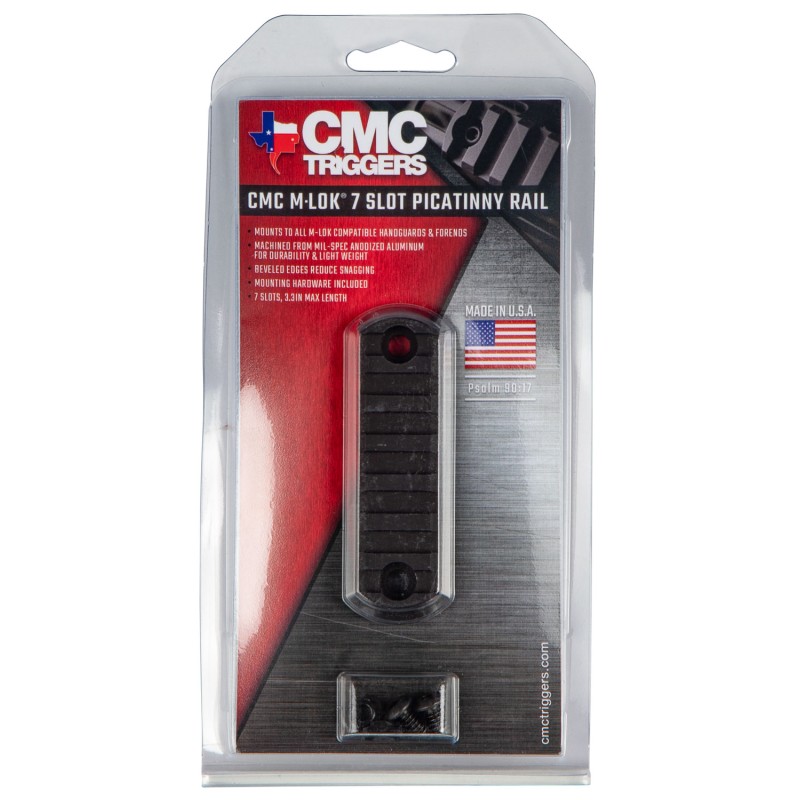 CMC Triggers 81723 MLok Picatinny Rail 7 Slot  Matte Black 0 MOA