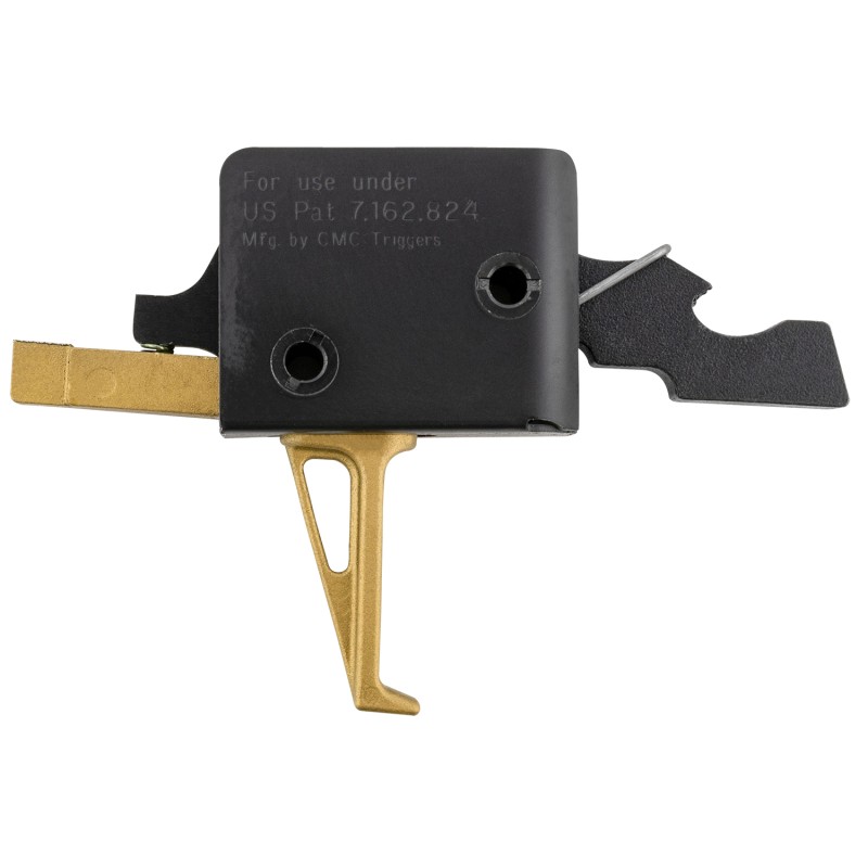 CMC Triggers 91503GF DropIn Gold Finger SingleStage Flat Trigger with 33.50 lbs Draw Weight  Gold Finish for AR15AR10 Ambidextro