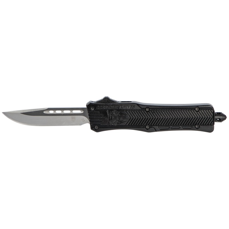 CobraTec Knives SBCTK1SDNS CTK1  Small 2.75 OTF Drop Point Plain D2 Steel BladeBlack Aluminum Handle Features Glass Breaker Incl