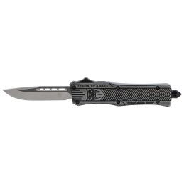 CobraTec Knives SSWCTK1SDNS CTK1  Small 2.75 OTF Drop Point Plain D2 Steel BladeBlack Stonewashed Aluminum Handle Features Glass