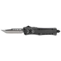 CobraTec Knives SSWCTK1STNS CTK1  Small 2.75 OTF Tanto Plain D2 Steel BladeBlack Stonewashed Aluminum Handle Features Glass Brea