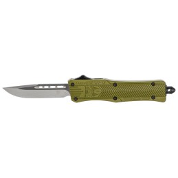 CobraTec Knives SODCTK1SDNS CTK1  Small 2.75 OTF Drop Point Plain D2 Steel BladeOD Green Aluminum Handle Features Glass Breaker 