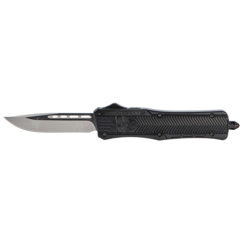 CobraTec Knives MBCTK1MDNS CTK1  Medium 3 OTF Drop Point Plain D2 Steel BladeBlack Aluminum Handle Features Glass Breaker Includ