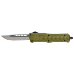 CobraTec Knives MODCTK1MDNS CTK1  Medium 3 OTF Drop Point Plain D2 Steel BladeOD Green Aluminum Handle Features Glass Breaker In