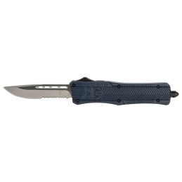 CobraTec Knives MNYCTK1MDS CTK1  Medium 3 OTF Drop Point Part Serrated D2 Steel BladeNYPD Blue Aluminum Handle Features Glass Br