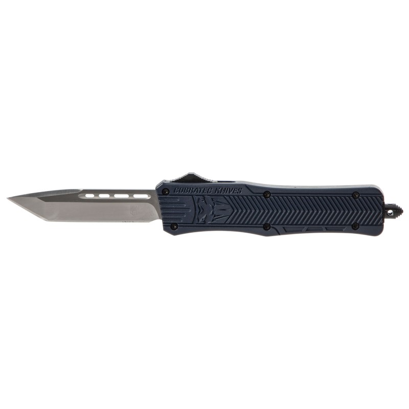 CobraTec Knives MNYCTK1MTNS CTK1  Medium 3 OTF Tanto Plain D2 Steel BladeNYPD Blue Aluminum Handle Features Glass Breaker Includ