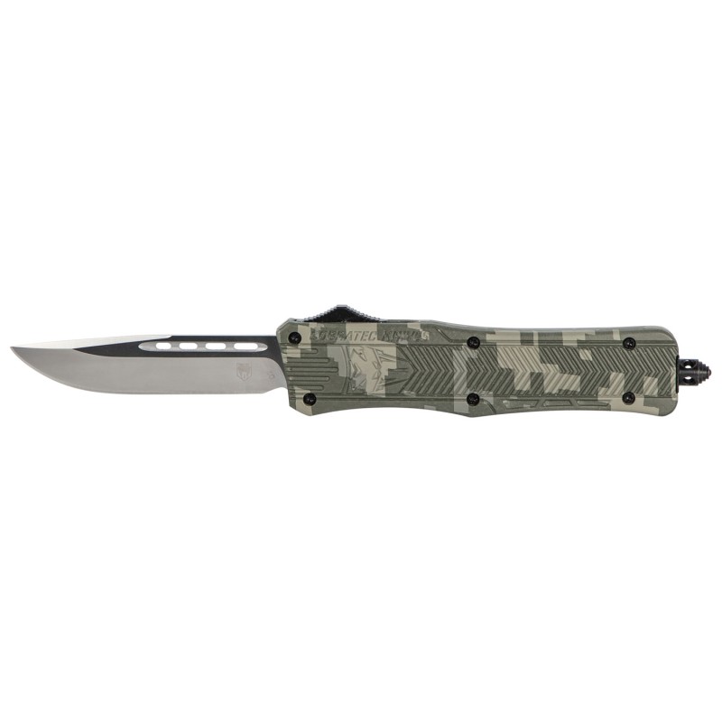 CobraTec Knives MADCCTK1MDNS CTK1  Medium 3 OTF Drop Point Plain D2 Steel BladeArmy DigiCamo Aluminum Handle Features Glass Brea