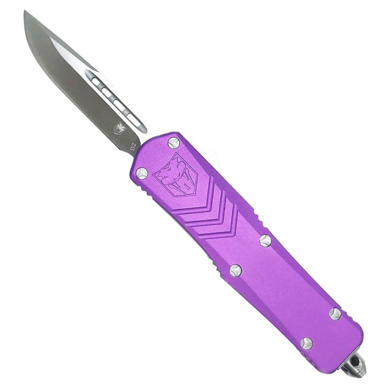 CobraTec Knives SPURFSXSDNS FSX  Small 2.50 OTF Plain D2 Steel BladePurple Anodized Aluminum Handle Features Glass Breaker Inclu