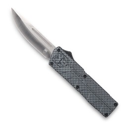 CobraTec Knives CFCTLWDNS Lightweight  3.25 OTF Drop Point Plain D2 Steel BladeCarbon Fiber Aluminum Handle Includes Pocket Clip