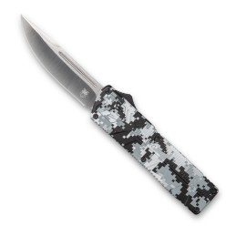 CobraTec Knives WDCCTLWDNS Lightweight  3.25 OTF Drop Point Plain D2 Steel BladeWinter Digi Camo Aluminum Handle Includes Pocket