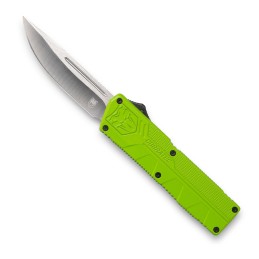 CobraTec Knives ZBGCTLWDNS Lightweight  3.25 OTF Drop Point Plain D2 Steel BladeZombie Green Aluminum Handle Includes Pocket Cli