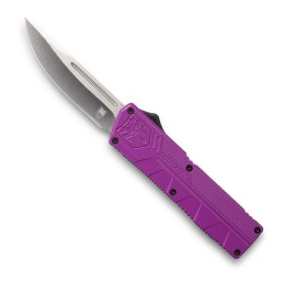 CobraTec Knives PURCTLWDNS Lightweight  3.25 OTF Drop Point Plain D2 Steel BladePurple Aluminum Handle Includes Pocket Clip