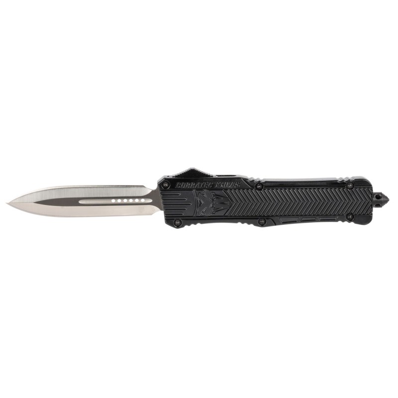 CobraTec Knives LBCTK1LDAGNS CTK1  Large 3.75 OTF Dagger Plain D2 Steel BladeBlack Aluminum Handle Features Glass Breaker Includ