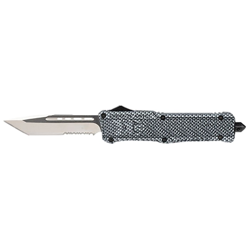 CobraTec Knives LCFCTK1LTS CTK1  Large 3.75 OTF Tanto Part Serrated D2 Steel Blade Carbon Fiber Aluminum Handle Features Glass B