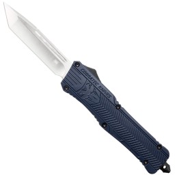 CobraTec Knives LNYCTK1LTNS CTK1  Large 3.75 OTF Tanto Plain D2 Steel BladeNYPD Blue Aluminum Handle Features Glass Breaker Incl