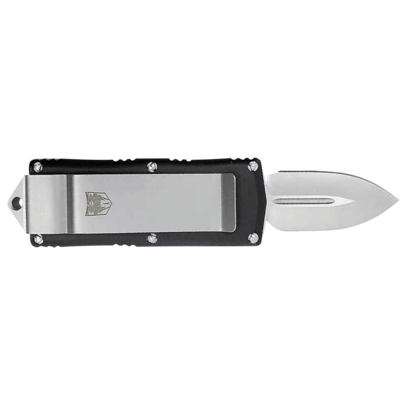 CobraTec Knives BLKOTFMC Money Clip  1.75 OTF Plain D2 Steel BladeBlack Aluminum Handle Includes Pocket Clip