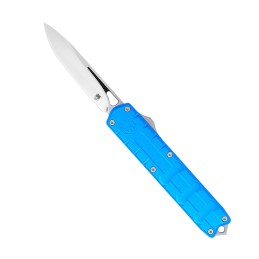 CobraTec Knives CTEBLUM390DNS Enforcer  3.25 OTF Drop Point Plain M390 Steel BladeBlue Aluminum Handle