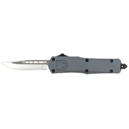 CobraTec Knives SGYFS3DNS FS3  Small 2.75 OTF Plain D2 Steel BladeGray Aluminum Handle Features Glass Breaker Includes Pocket Cl