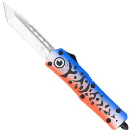 CobraTec Knives MFLBLUFS3TNS FS3  Medium 3 OTF Tanto Plain D2 Steel Blade 4.50 Blue Fishing Lure Aluminum Cerakoted Handle Inclu