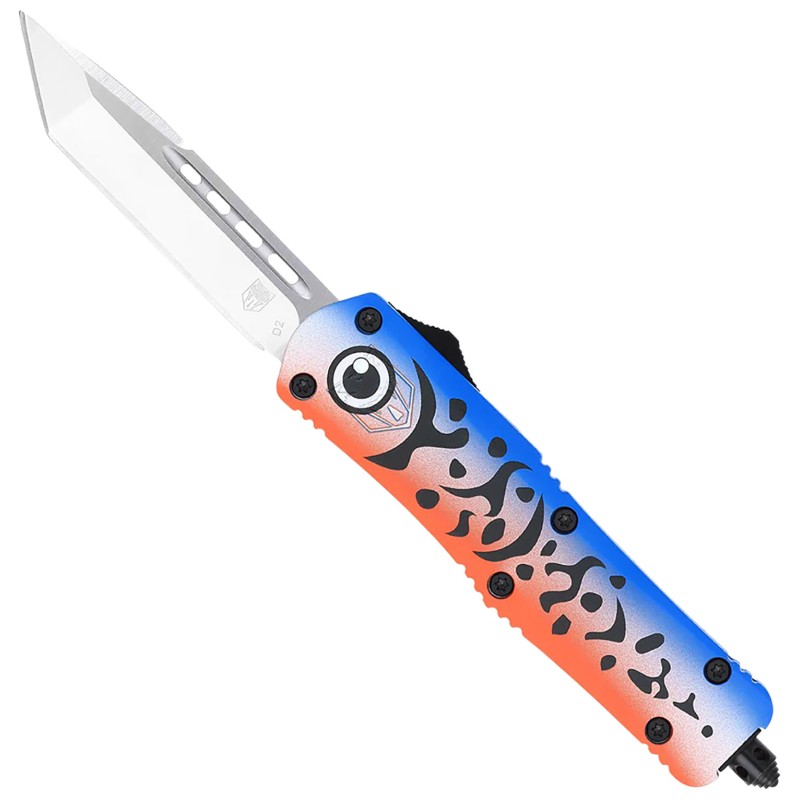 CobraTec Knives MFLBLUFS3TNS FS3  Medium 3 OTF Tanto Plain D2 Steel Blade 4.50 Blue Fishing Lure Aluminum Cerakoted Handle Inclu