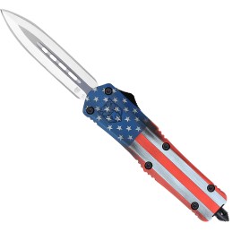 CobraTec Knives MCUSAFS3DAGNS FS3 American Flag Medium 3 OTF Dagger Plain D2 Steel Blade 4.50 Aluminum Cerakoted Handle Includes