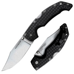 Cold Steel CS29AC Voyager  Large 4 Folding Clip Point Plain AUS10A SS Blade Black GrivEx wAluminum Liners Handle Includes Pocket