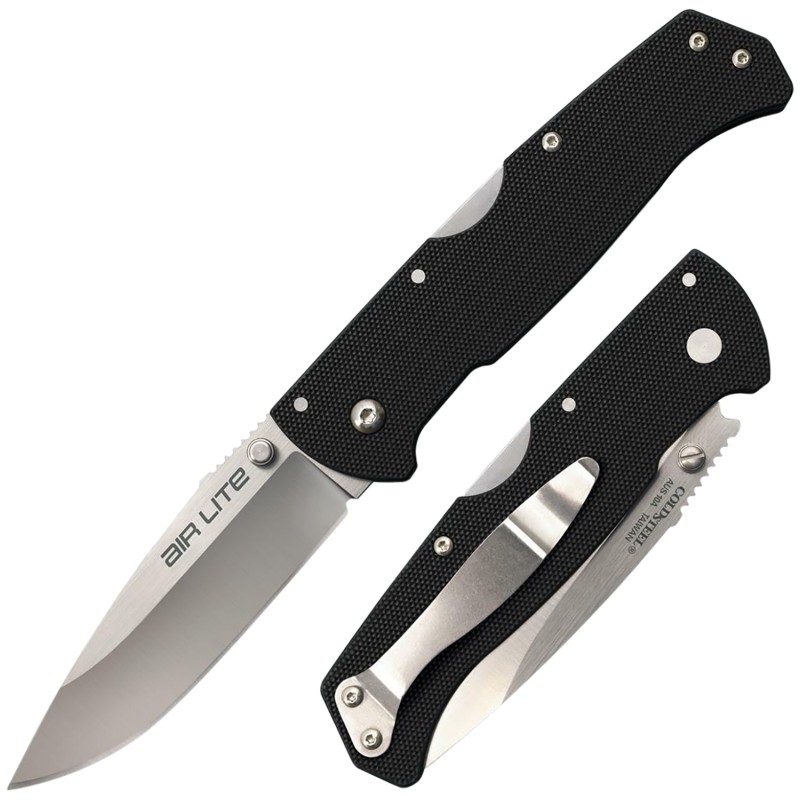 Cold Steel CS26WD Air Lite 3.50 Folding Drop Point Plain AUS10A SS BladeBlack G10 Handle Includes Pocket Clip