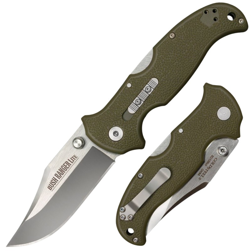 Cold Steel CS21A Bush Ranger Lite 3.50 Folding Clip Point Plain 8Cr13MoV SS BladeBlack GFN Handle Includes Pocket Clip