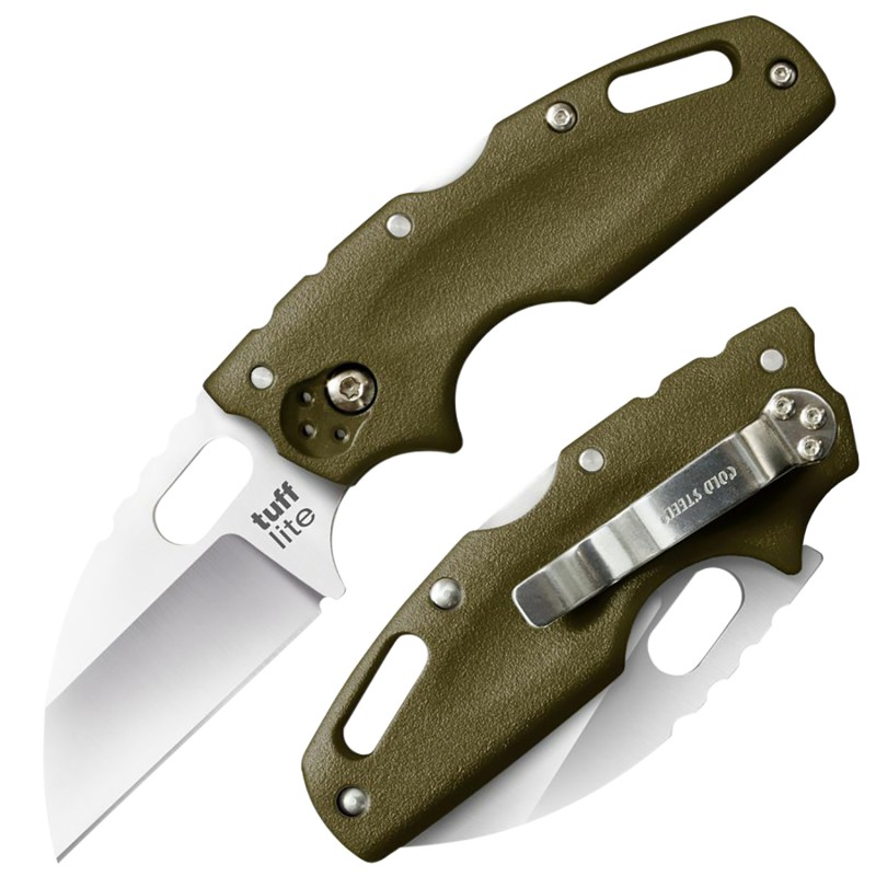 Cold Steel CS20LTG Tuff Lite  2.50 Folding Clip Point Plain AUS8A SS BladeOD Green GrivEx Handle Includes Pocket Clip