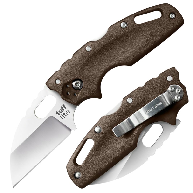 Cold Steel CS20LTF Tuff Lite  2.50 Folding Sheepsfoot Plain AUS8A SS BladeFlat Dark Earth GrivEx Handle Includes Pocket Clip