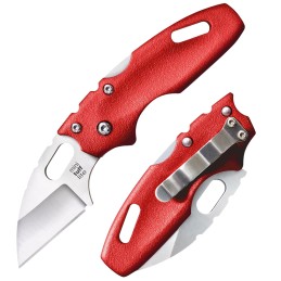 Cold Steel CS20MTR Tuff Lite Mini 2 Folding Sheepsfoot Plain 4034 Stainless Steel Blade Red GrivEx Handle Includes Pocket Clip