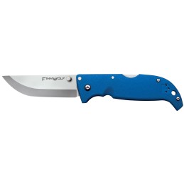 Cold Steel CS20NPG Finn Wolf 3.50 Folding Straight Back Plain Satin Polished AUS8A SS BladeBlue GrivEx Handle Includes Pocket Cl