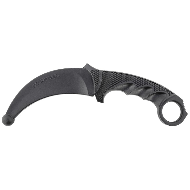 Cold Steel CS92R49 Karambit Rubber Trainer 4 Fixed Plain Black Santoprene BladeBlack Deep Checkered wRing Pommel Santoprene Hand