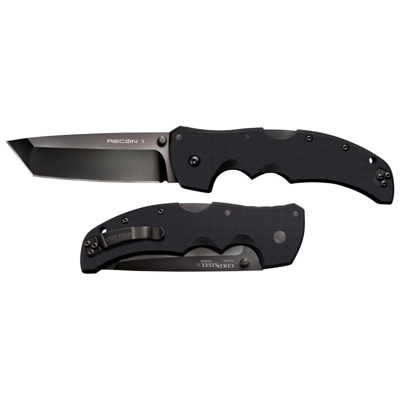 Cold Steel CS27BT Recon 1 4 Folding Tanto Plain DLC Coated American S35VN Blade Black Textured G10 Handle Includes Pocket Clip