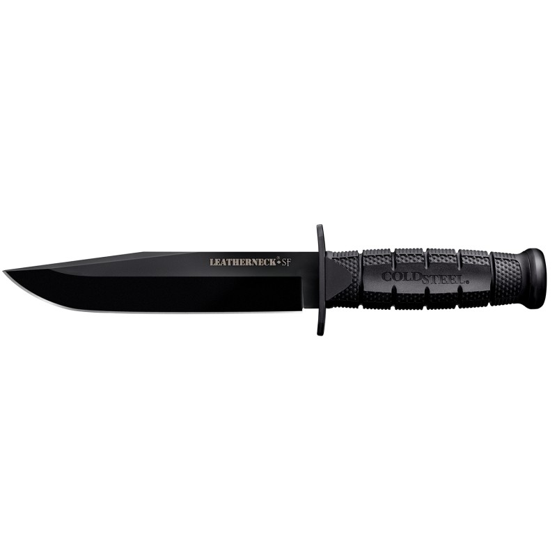 Cold Steel CS39LSFC Leatherneck SemperFi 6.75 Fixed Clip Point Plain Black Matte Powder Coat D2 Steel Blade5 Black Deep Checkere