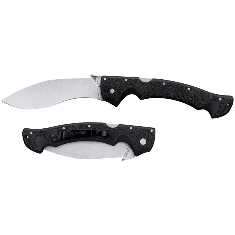 Cold Steel CS62JL Rajah II 6 Folding Plain Stone Washed Japanese AUS10A SS Blade Black GrivEx Handle