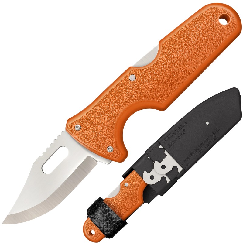 Cold Steel CS40ALZ ClickNCut Hunter 2.50 Fixed BowieGut HookPlainSerrated Satin 420J2 SS BladeOrange ABS Handle Blister Pack Pac