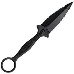 Cold Steel CS92FR FGX Ring Dagger 3.50 Fixed Serrated Dagger Black GrivEx BladeBlack wMolded Ring GrivEx Handle