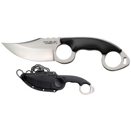 Cold Steel CS39FN Double Agent ll 3 Fixed Plain Satin AUS8A SS Blade Black wDouble Ring GrivEx Handle Includes Bead Chain Lanyar