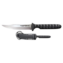 Cold Steel CS53NBS Spike  4 Fixed Bowie Plain 4116 Stainless Steel BladeBlack Scalloped GrivEx Handle Includes Sheath