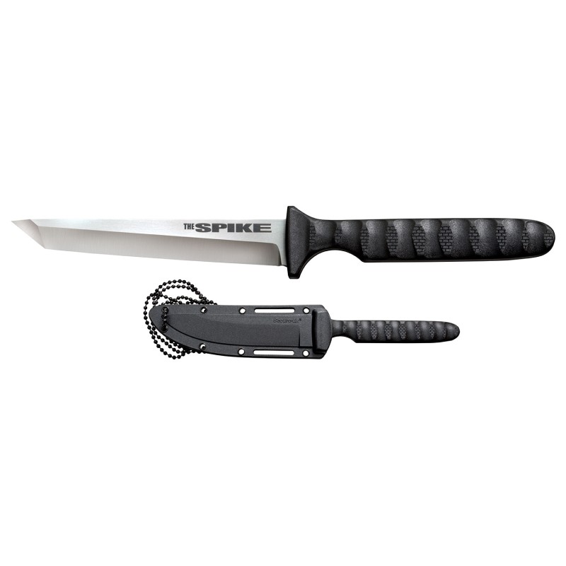 Cold Steel CS53NCT Spike  4 Fixed Tanto Plain Cryo 4116 SS BladeBlack Scalloped GrivEx Handle Includes Bead Chain LanyardSheath