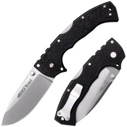 Cold Steel CS62RQZ 4Max Scout 4 Folding Drop Point Plain Stonewashed6 Black GrivEx Handle Includes Belt Clip