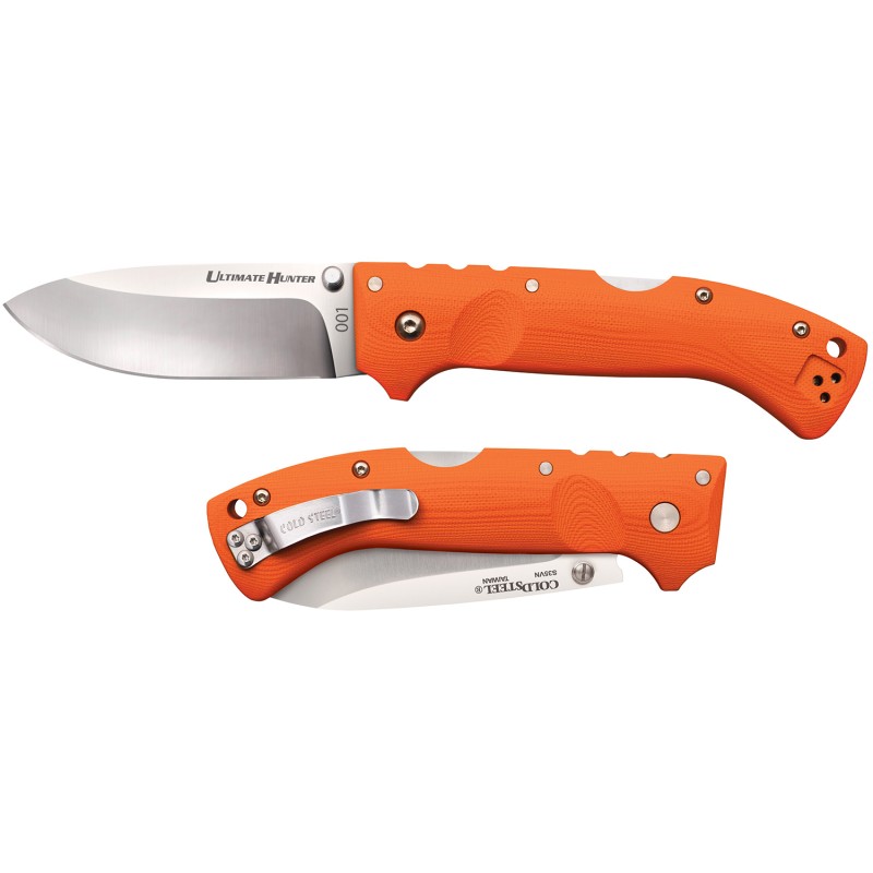 Cold Steel CS30URY Ultimate Hunter  3.50 Folding Drop Point Plain American S35VN Blade5 Orange G10 Handle Includes Belt Clip