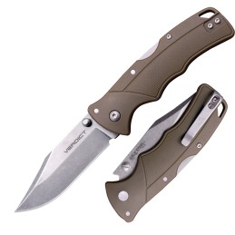 Cold Steel CSFLC3CPSSFDEZ Verdict  3 Folding Clip Point Plain Stonewashed 4116 SS BladeBrown GFN Handle Includes Belt Clip