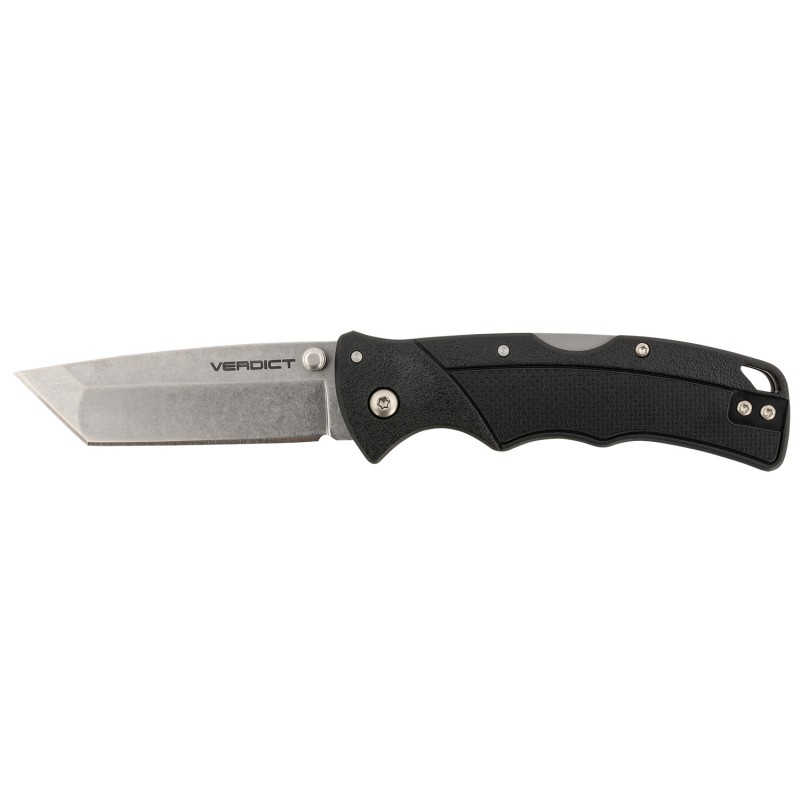 Cold Steel CSFLC3TSSZ Verdict  3 Folding Tanto Plain Stonewashed 4116 SS BladeBlack GFN Handle Includes Belt Clip