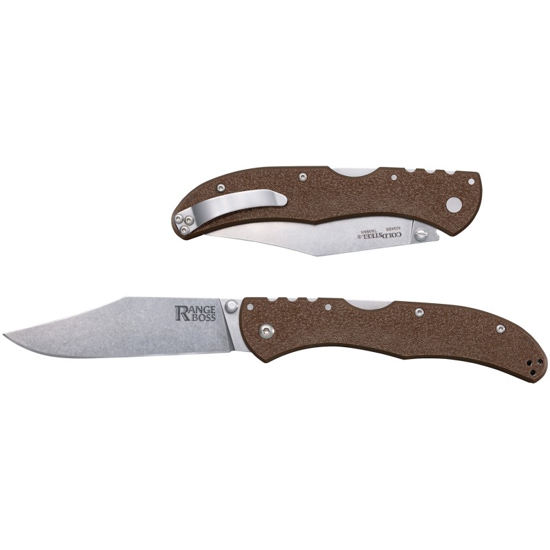 Cold Steel CS20KR9 Range Boss  Folding Clip Point Plain Stonewashed 4034 SS Blade5.25 Flat Dark Earth ZyEx Handle