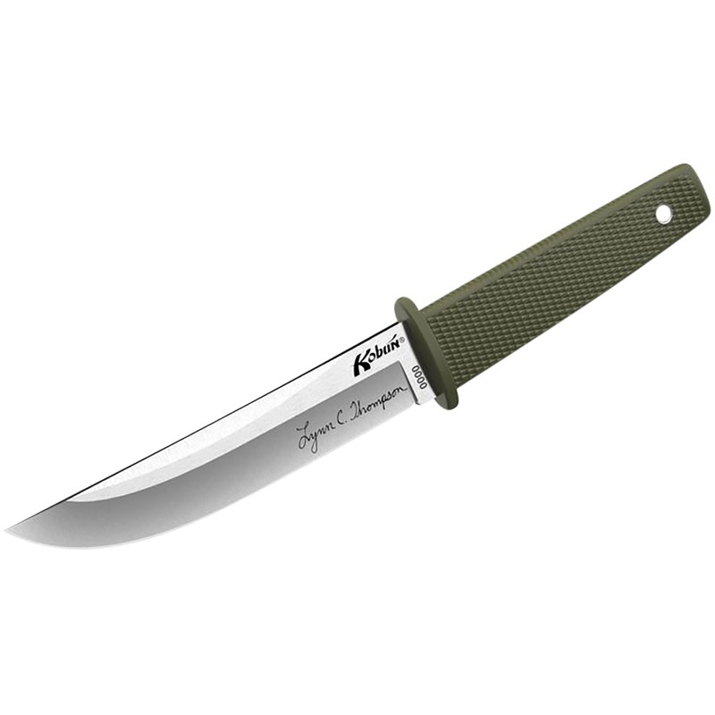 Cold Steel CS17TAA Kobun Lynn Thompson Signature 5.50 Fixed Tanto Plain AUS8A SS Blade4.38 OD Green KrayEx Handle Includes Sheat