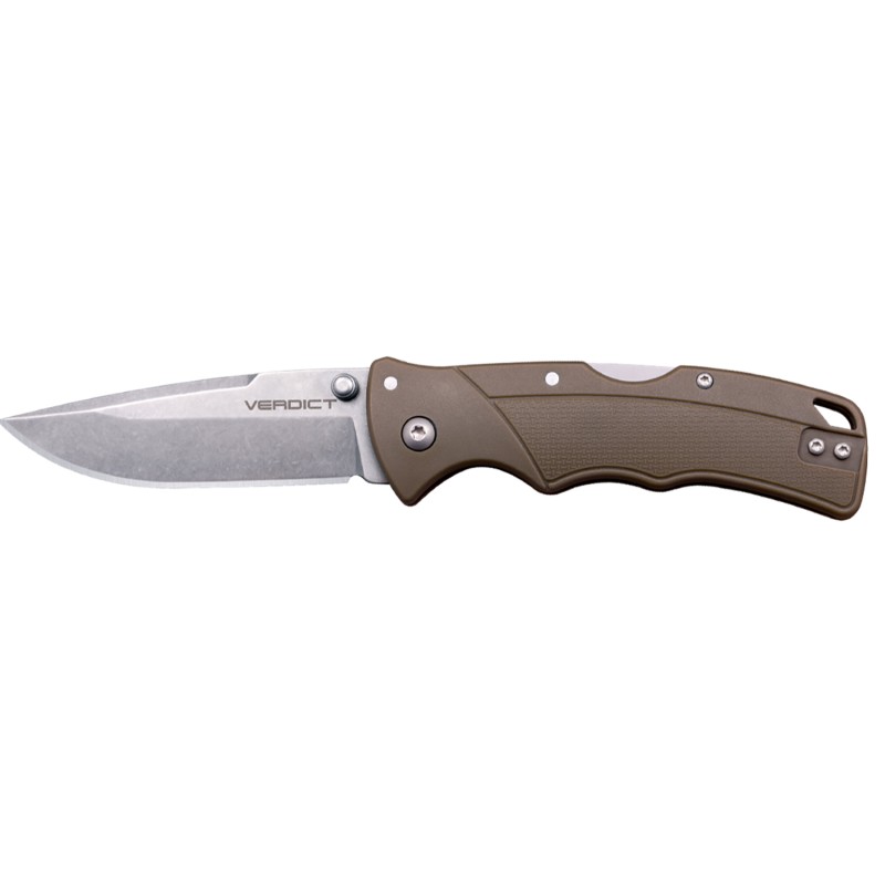 Cold Steel CSFLC3SPSSFDEZ Verdict  EDC 3 Tanto Plain Folding 4116 Krupp SS Blade Flat Dark Earth Textured GFN Handle